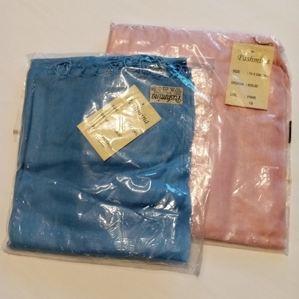 Two Pashima scarves (blue and pink) - new in packages